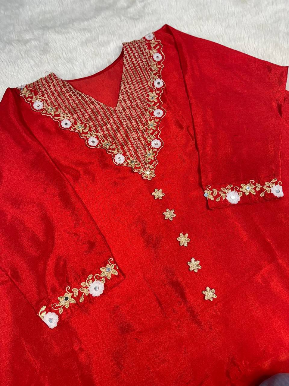 Designer Heavy Chinon Kaftan Cord Set - View 5