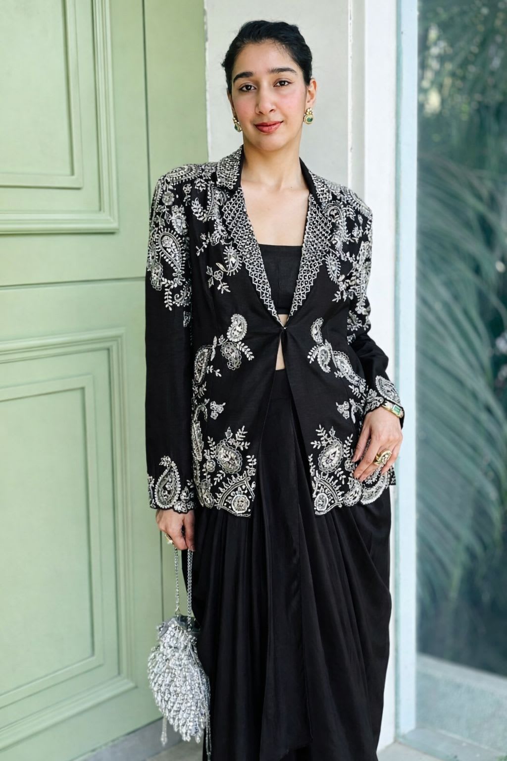 Trending Party Wear Koti with Dhoti Lehenga Set - Crepe Satin Silk Saree Online India - Buy at ₹1850 - Image 1