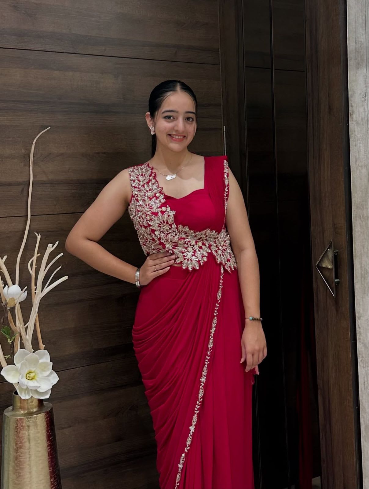 Super Trending Embroidery Cording Ready-to-Wear Saree - View 3