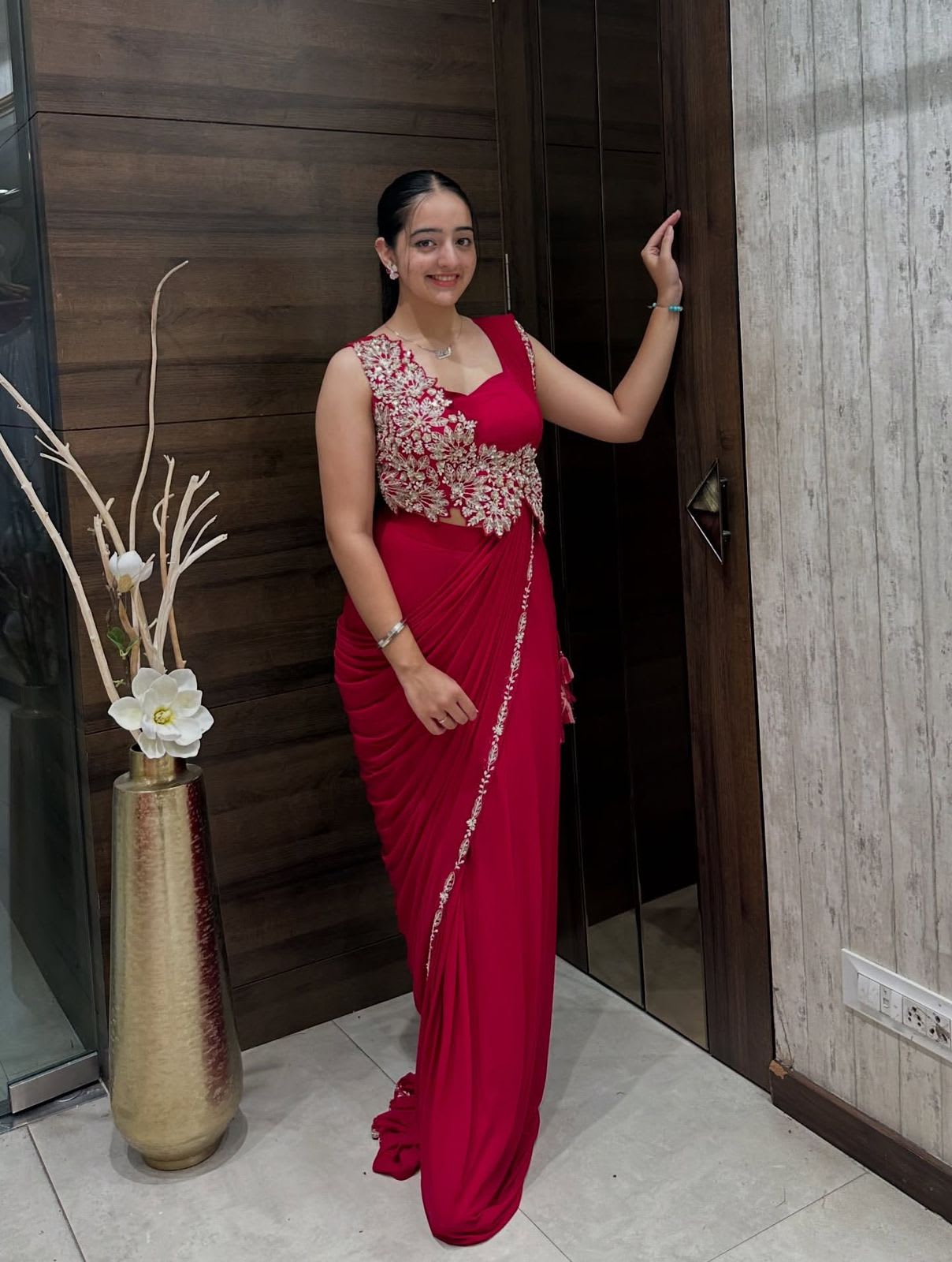 Super Trending Embroidery Cording Ready-to-Wear Saree - View 2