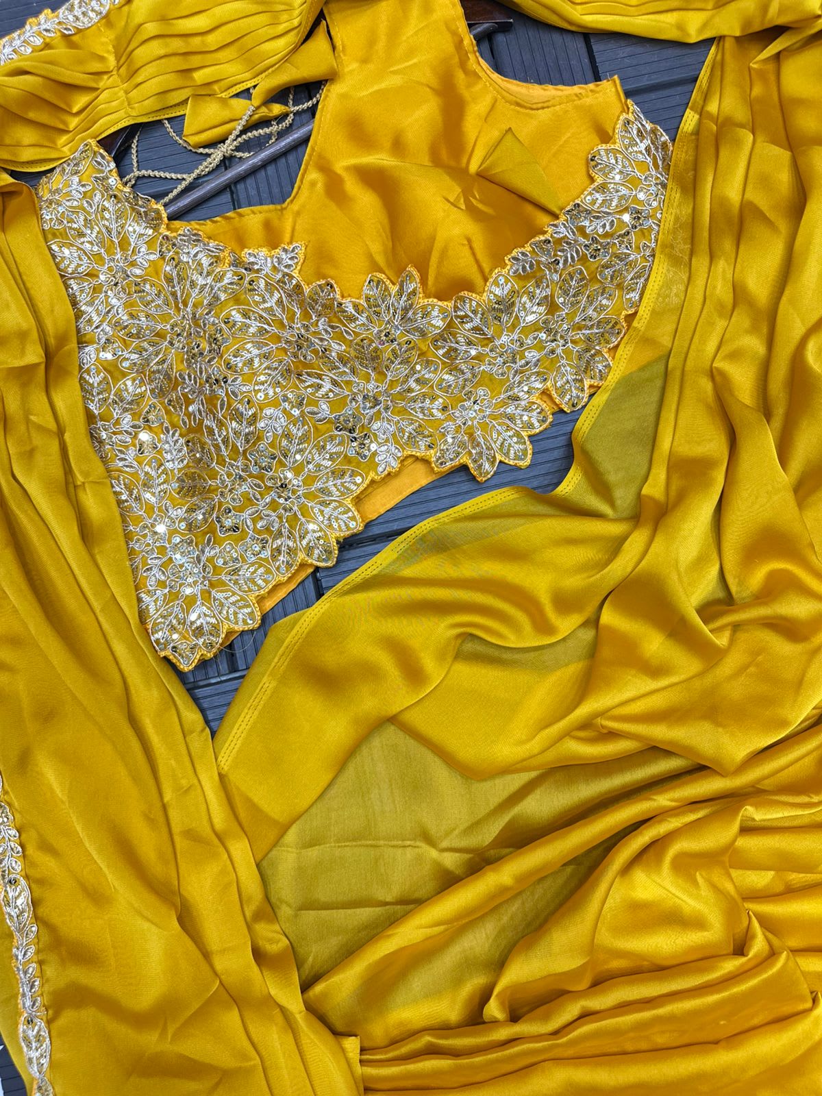 Super Trending Embroidery Cording Ready-to-Wear Saree - View 2