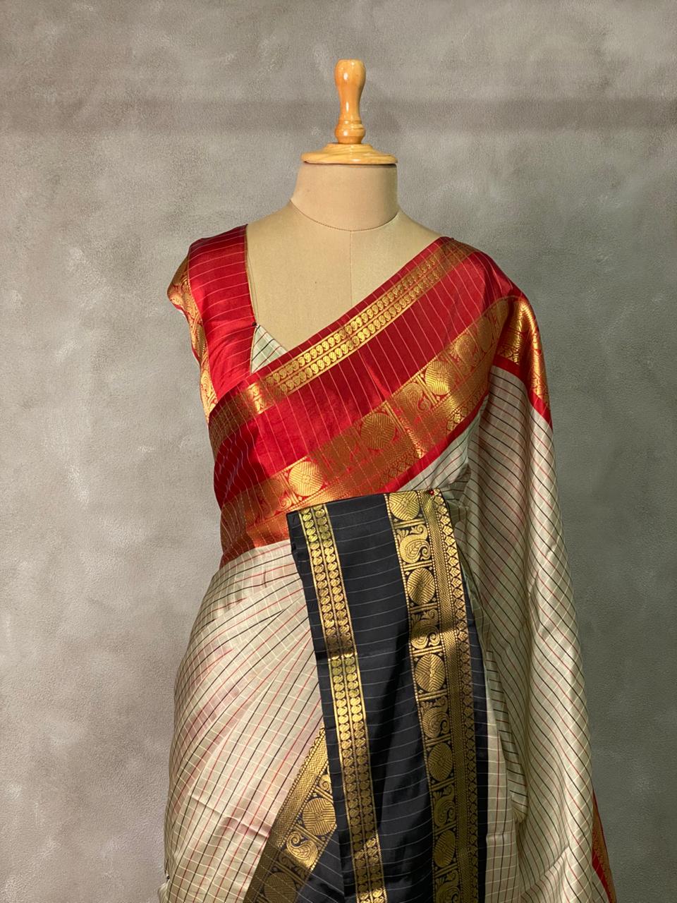 From Varanasi – Banarasi Ganga Jamuna Saree - View 2
