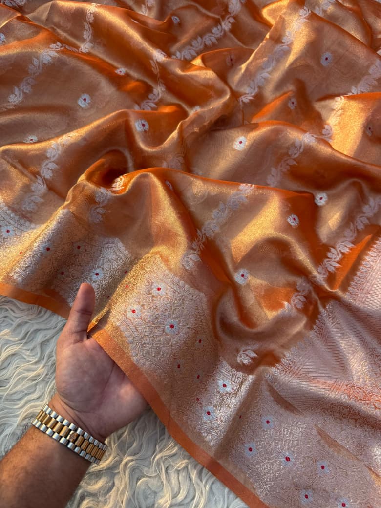 Banarasi Tissue Silk Mina Butti Saree - View 4