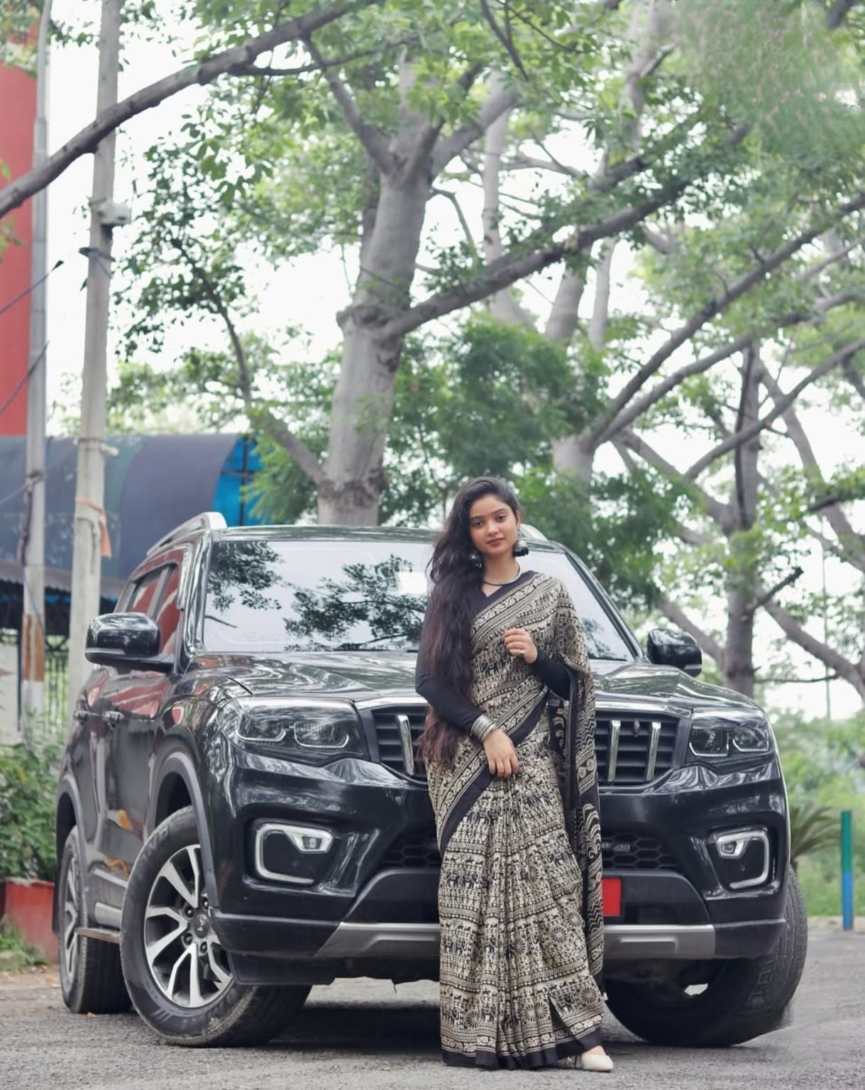 Pure Modal Silk Ajrakh Printed Saree - View 3