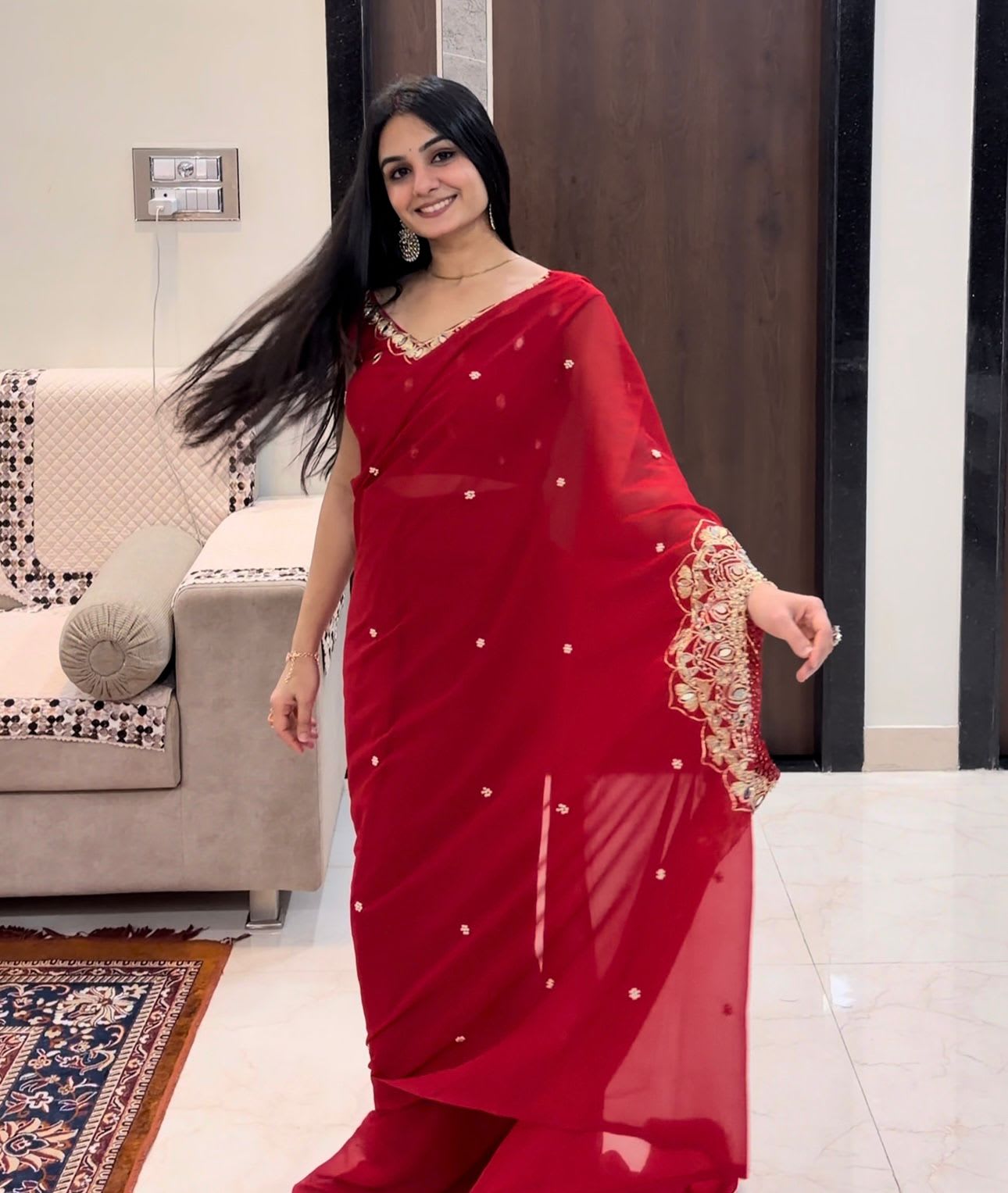 Exclusive Handworked Drape Saree - Georgette Saree Online India - Buy at ₹1599 - Image 1