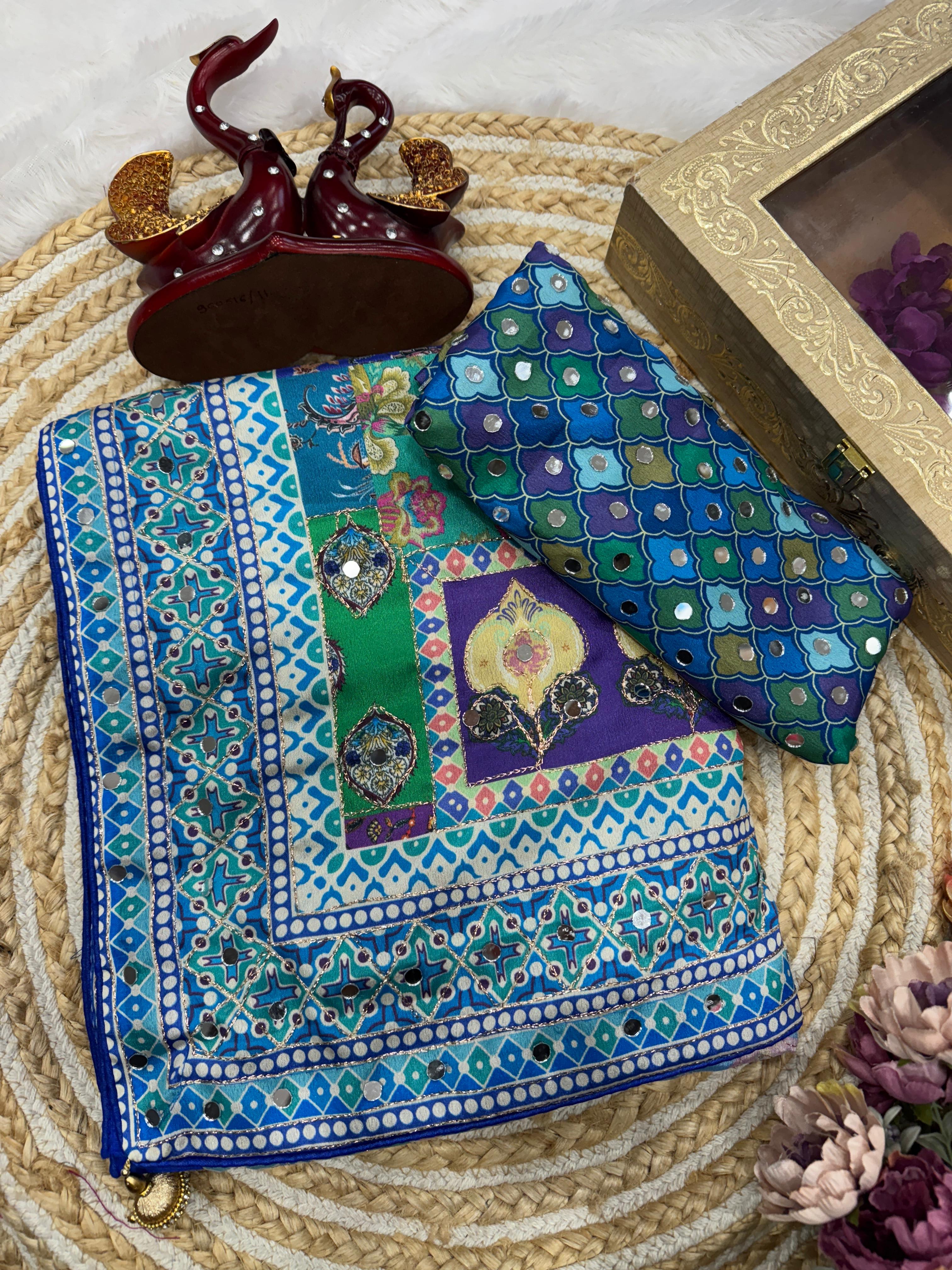 Designer Mirror Work Saree - Bollywood - View 6