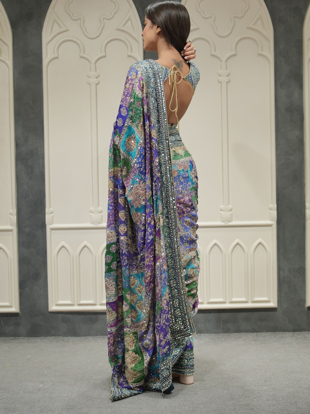 Designer Mirror Work Saree - Bollywood - View 2