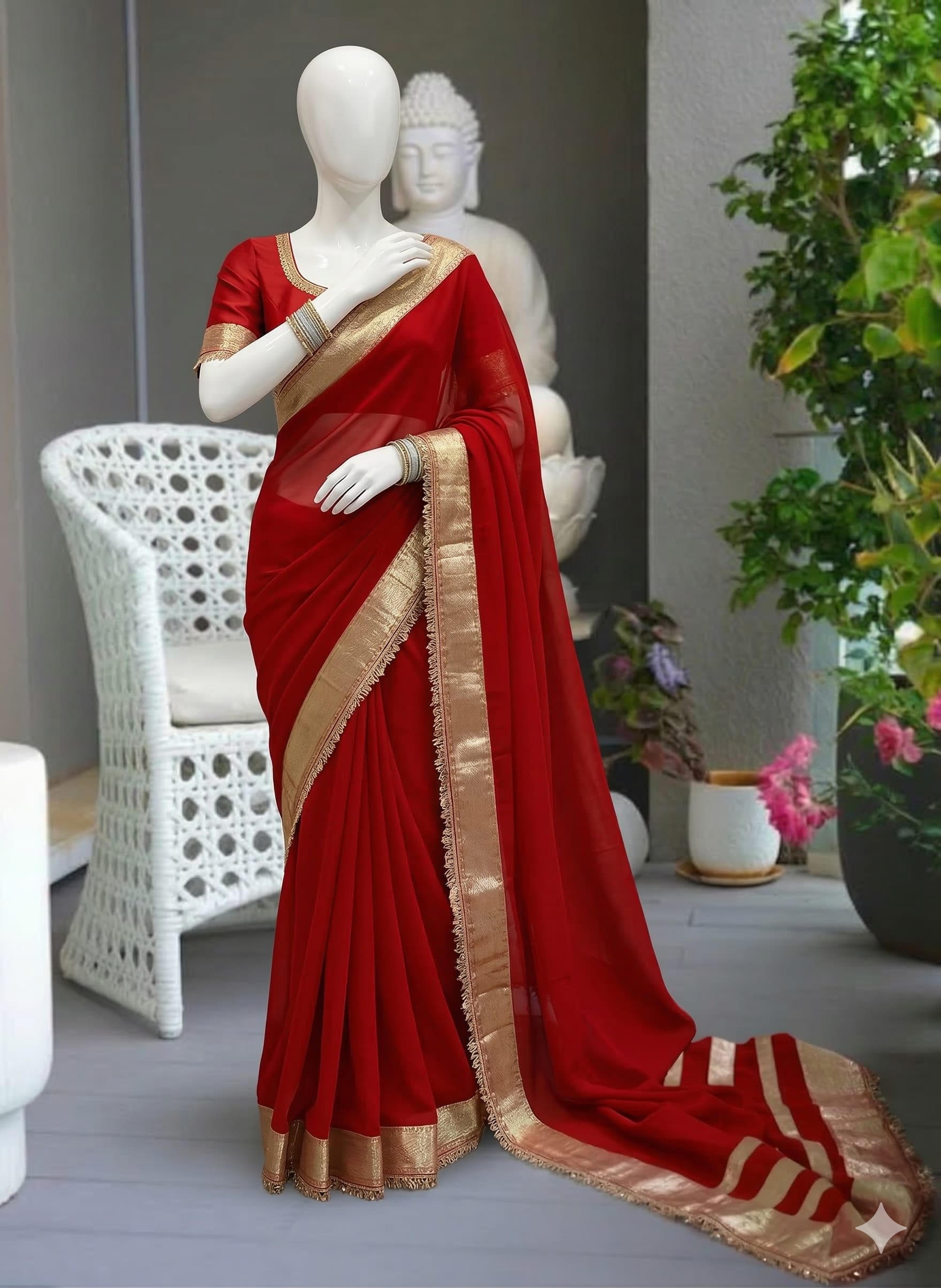 Ankita Lokhande Inspired Gotta Lace Work Saree - Georgette Saree Online India - Buy at ₹750 - Image 1