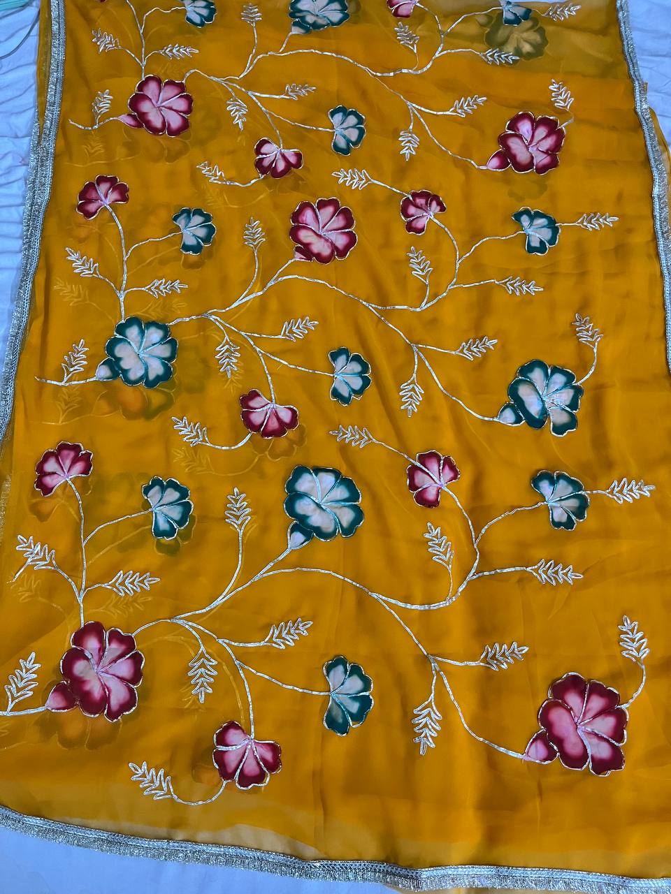 Designer floral Appliqué Work Saree - View 2