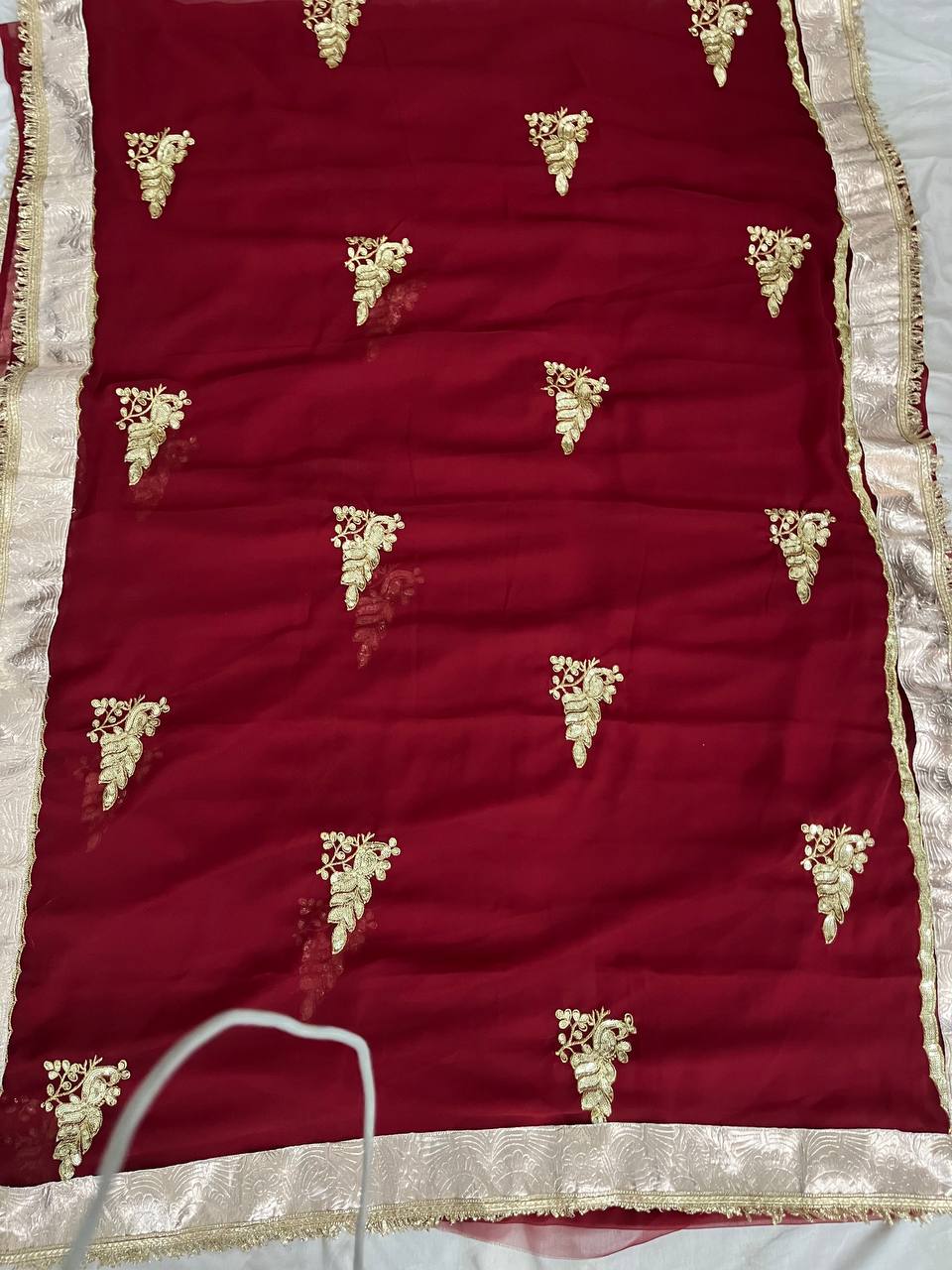 Elegant Maroon Sequins Embroidered Darbari Saree - View 2