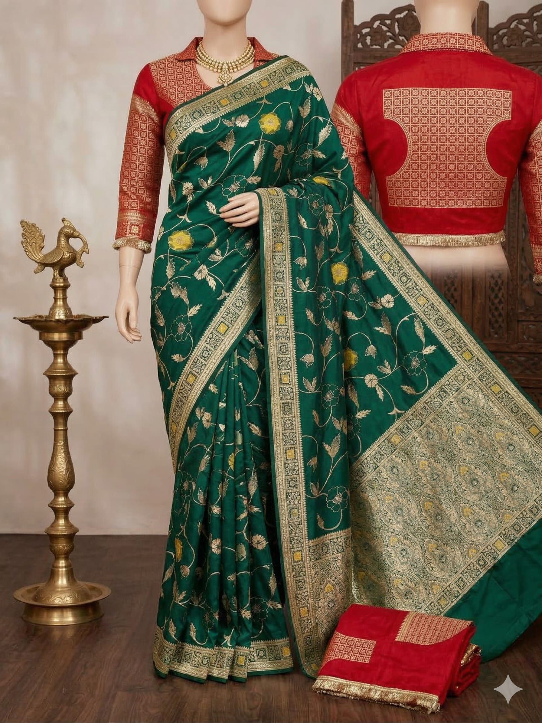 Dola Silk Meenakari Weaving Saree - Pure Dola Silk Saree Online India - Buy at ₹1299 - Image 1