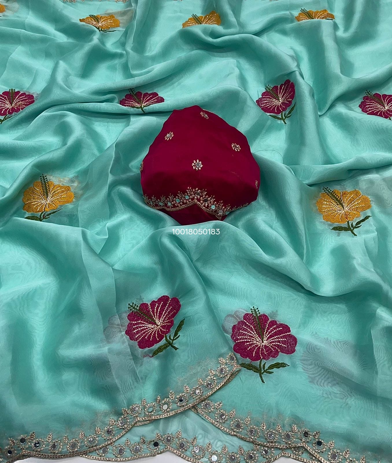 Soft Rangoli Silk Saree with Embroidery & Mirror Work – Designer Collection - View 2