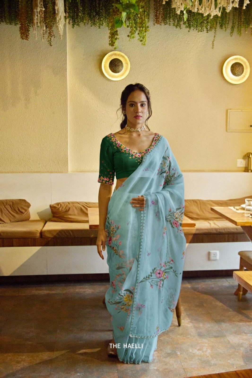 Summer Cool Celebrity Style Organza Saree – Designer Handwork Collection - View 4