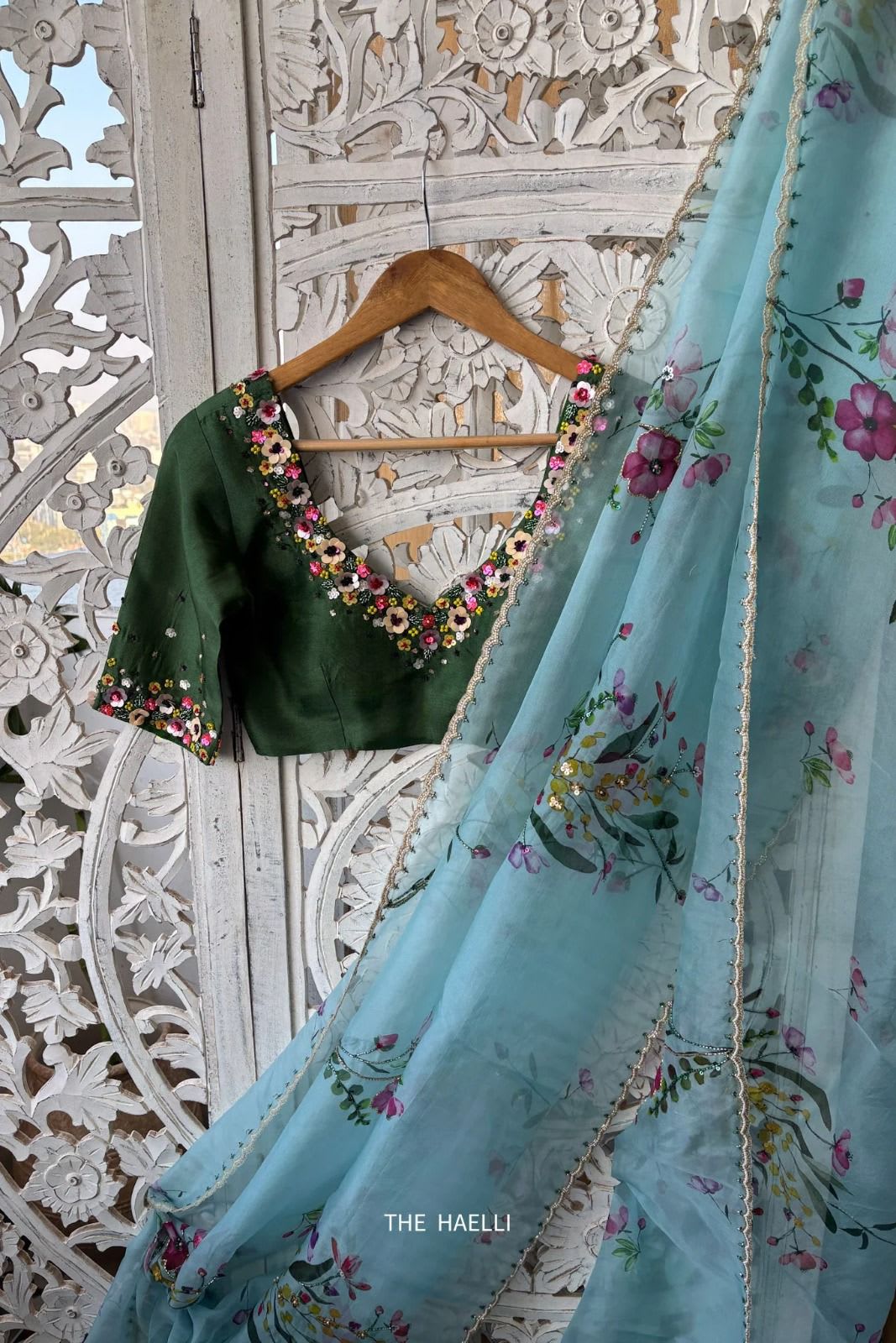 Summer Cool Celebrity Style Organza Saree – Designer Handwork Collection - Tabby Silk Saree Online India - Buy at ₹1899 - Image 1