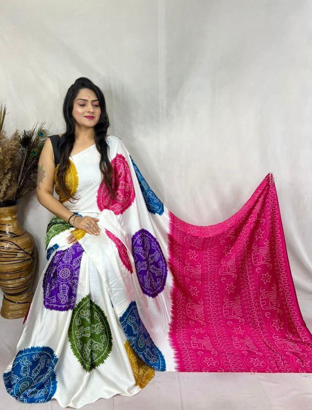 Ajrakh Gajji Bandhej Silk Saree – Budget Special Collection - View 2