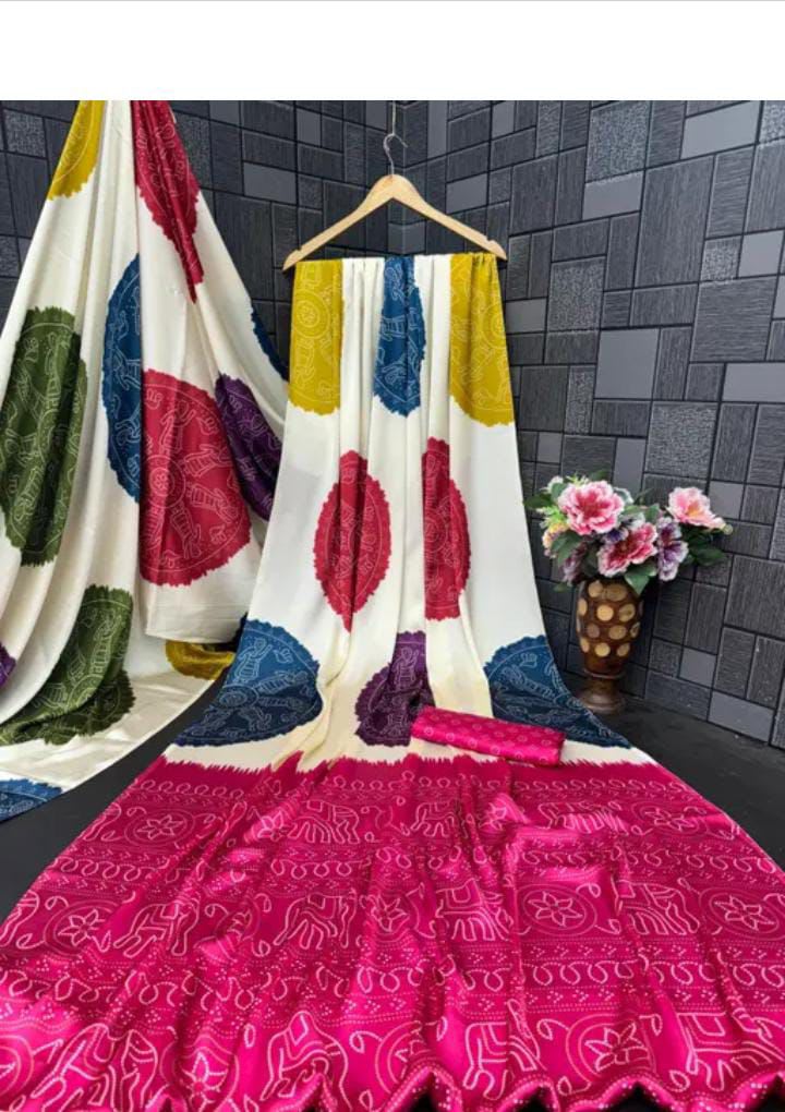 Ajrakh Gajji Bandhej Silk Saree – Budget Special Collection - Gajji Silk Saree Online India - Buy at ₹1099 - Image 1