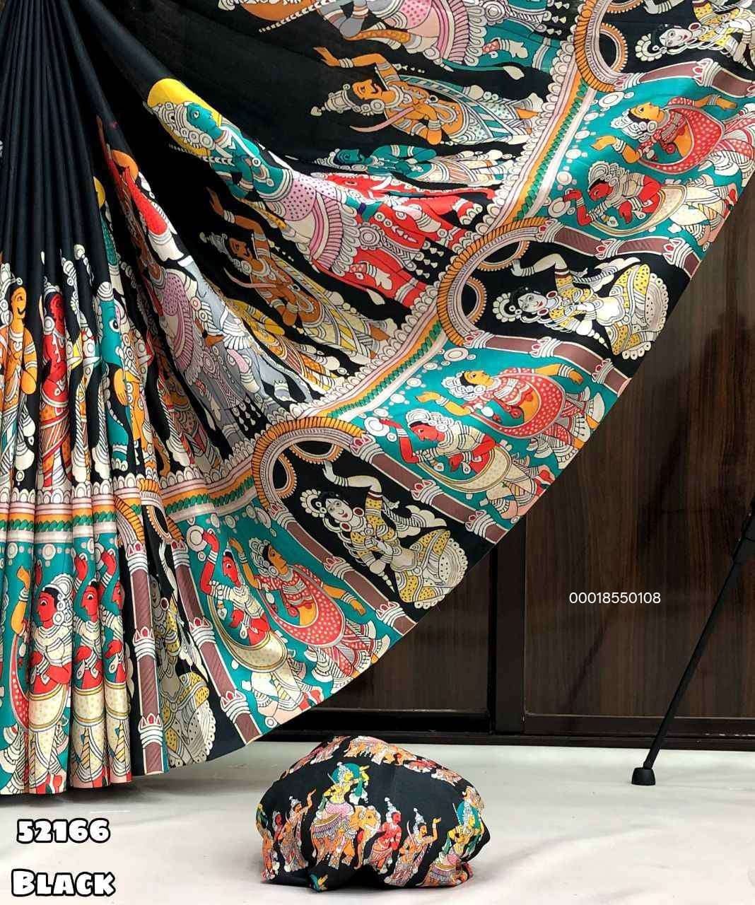 Handloom Tussar Silk Kalamkari Digital Print Saree – Artistic Collection - View 2