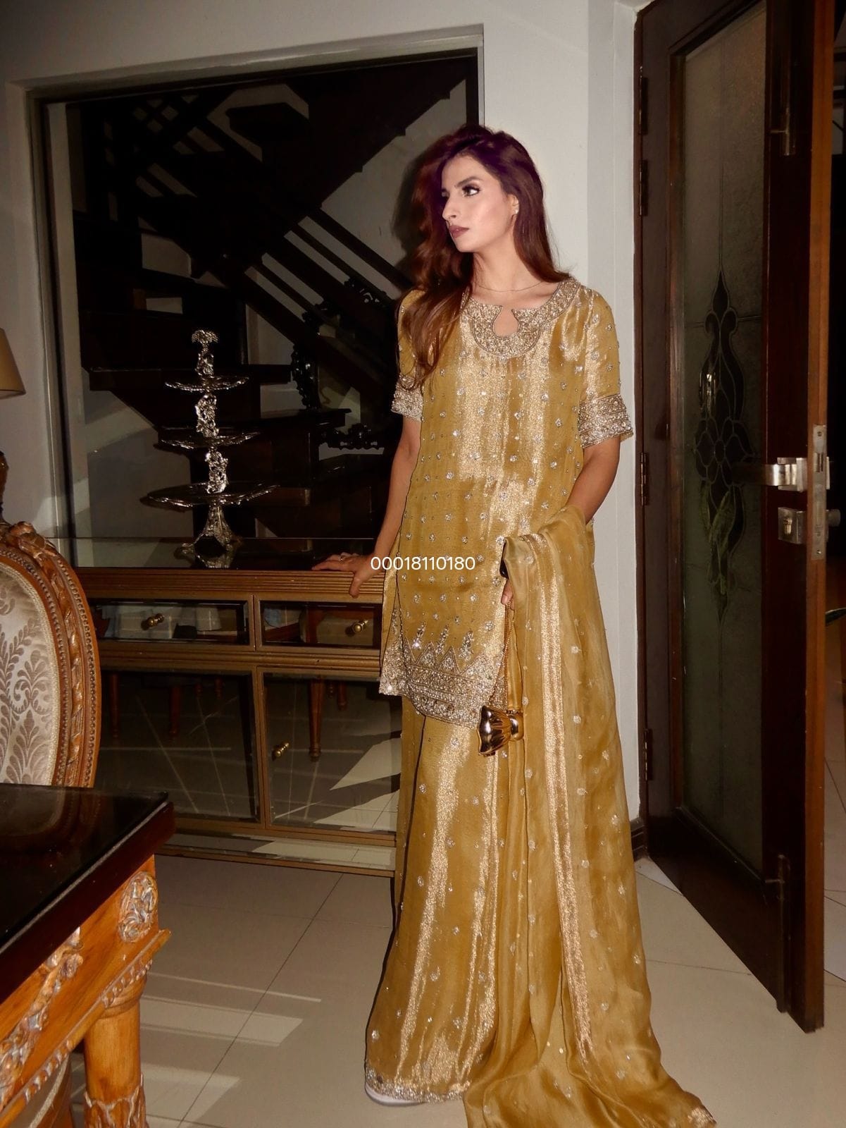 GMY Silk Kurti & Plazzo Set with Sequins & Zari Embroidery - View 6