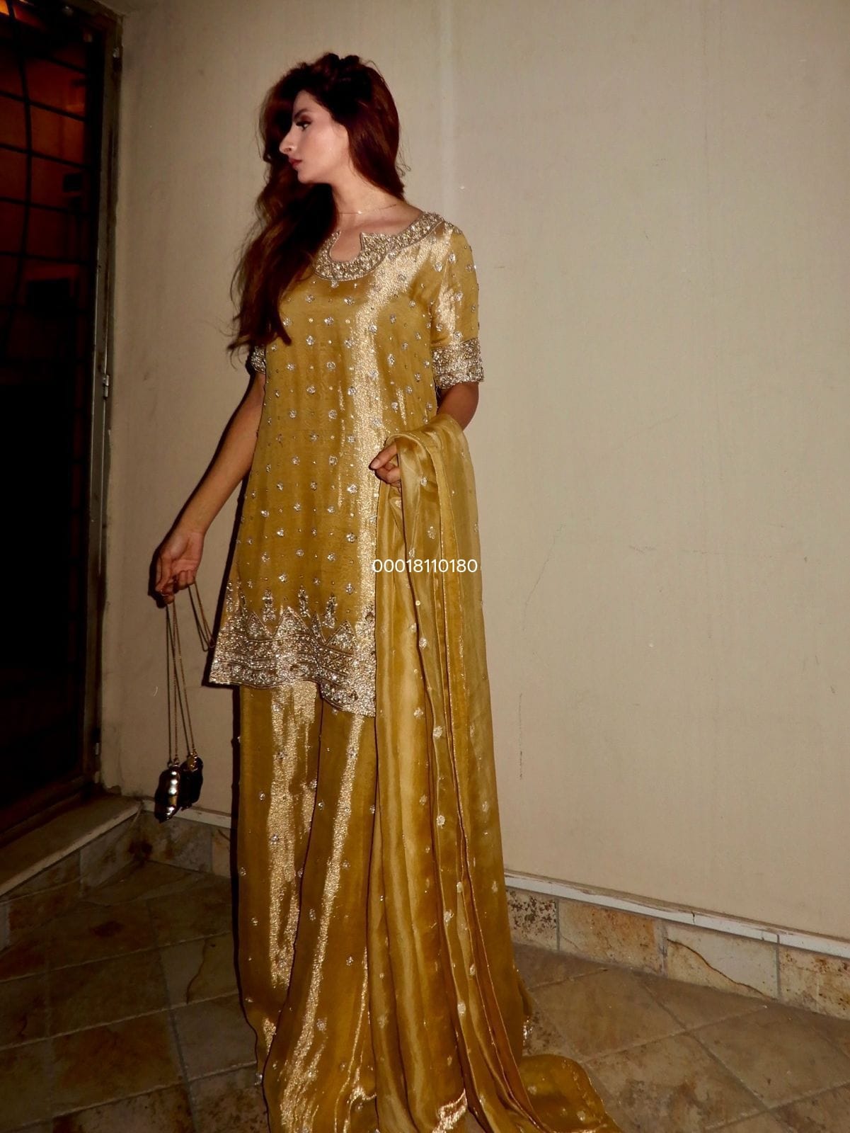 GMY Silk Kurti & Plazzo Set with Sequins & Zari Embroidery - View 5