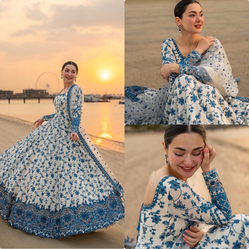 Designer Faux Georgette Embroidered Gown Set with Organza Dupatta – Party Wear Collection - Heavy Faux Georgette with Pure Soft Organza Silk Saree Online India - Buy at ₹2399 - Image 1