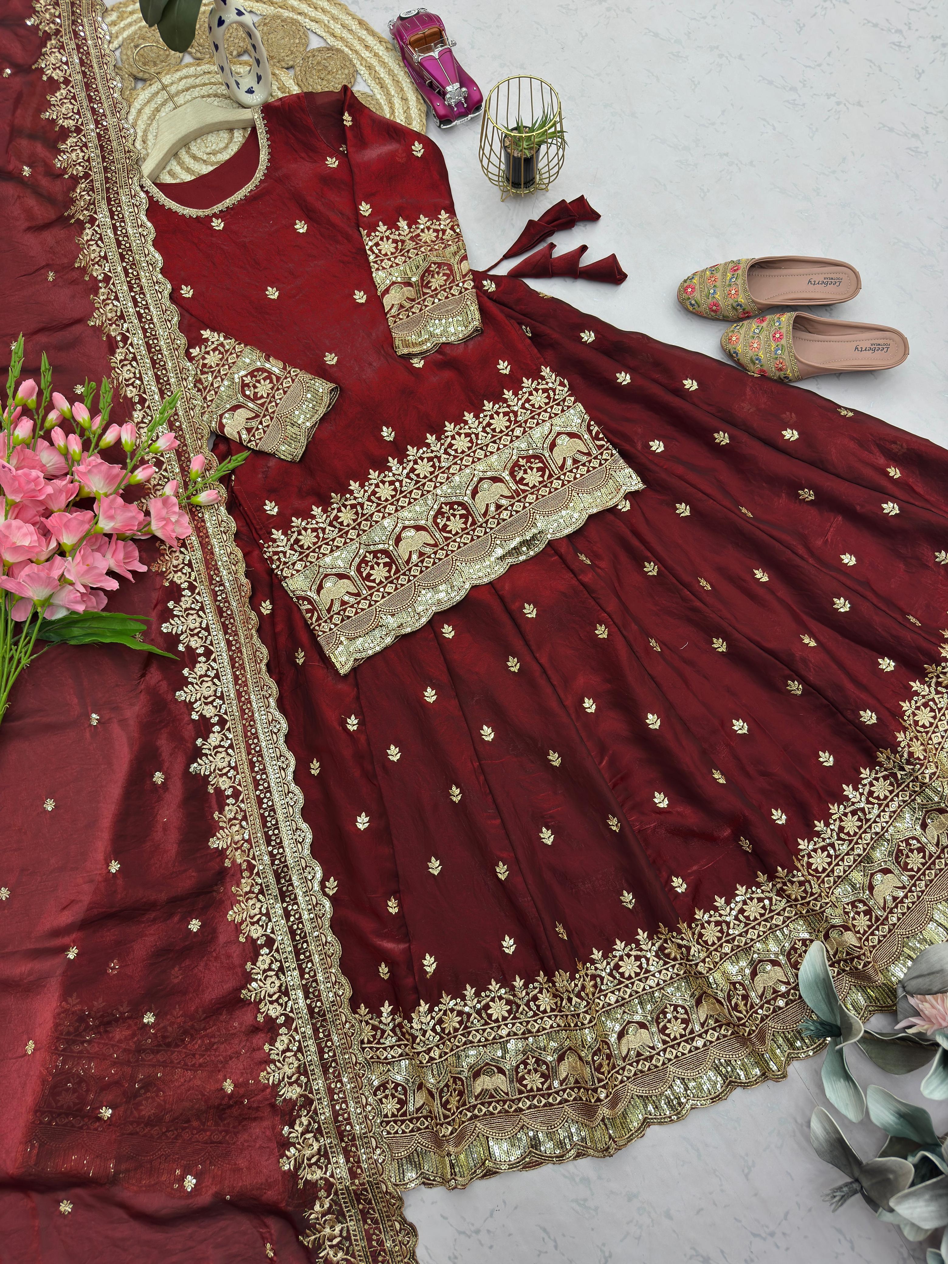 Designer Fandy Silk Lehenga Set with Sequins Embroidery – Party Wear Collection - View 7