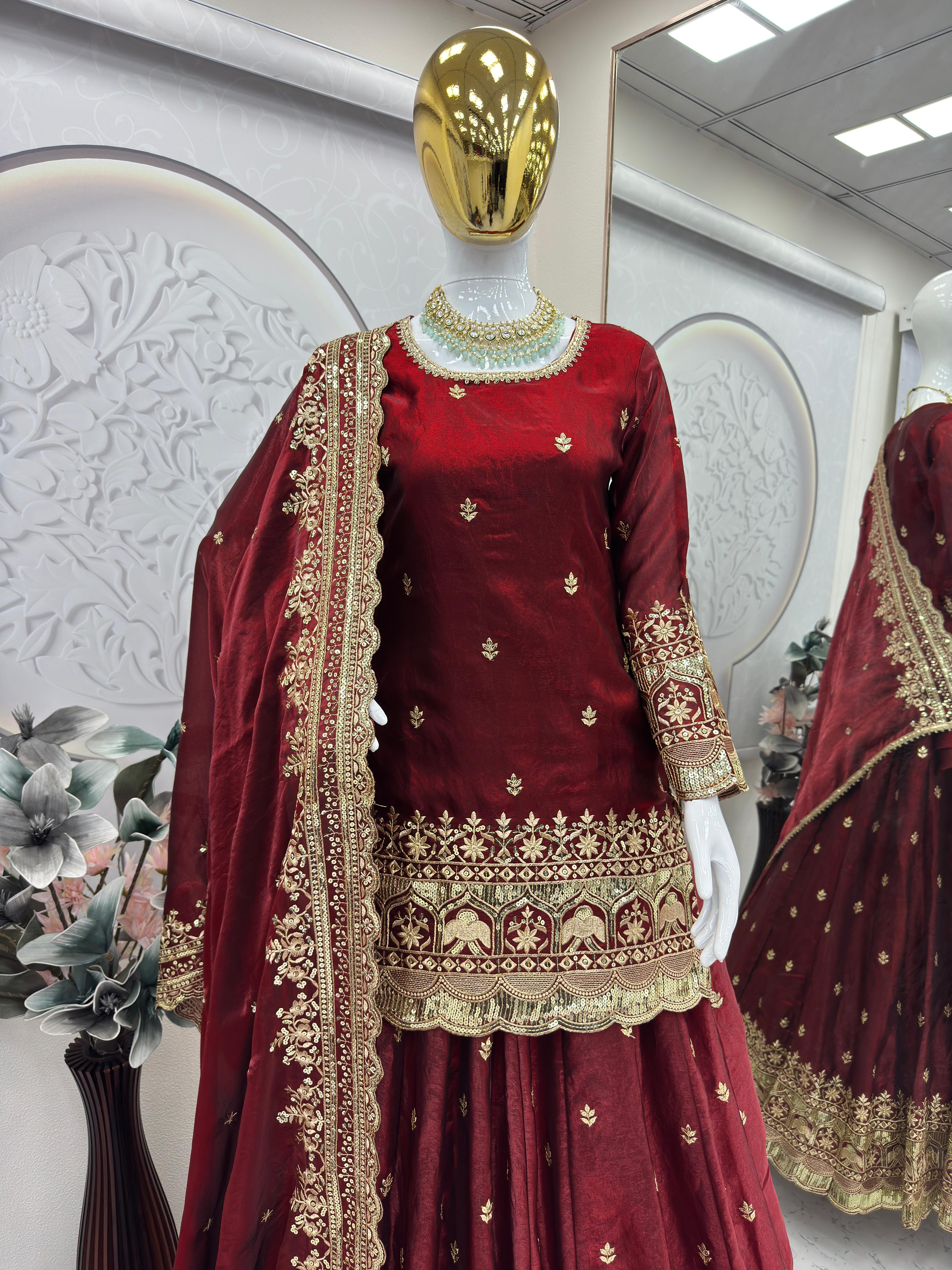 Designer Fandy Silk Lehenga Set with Sequins Embroidery – Party Wear Collection - View 4