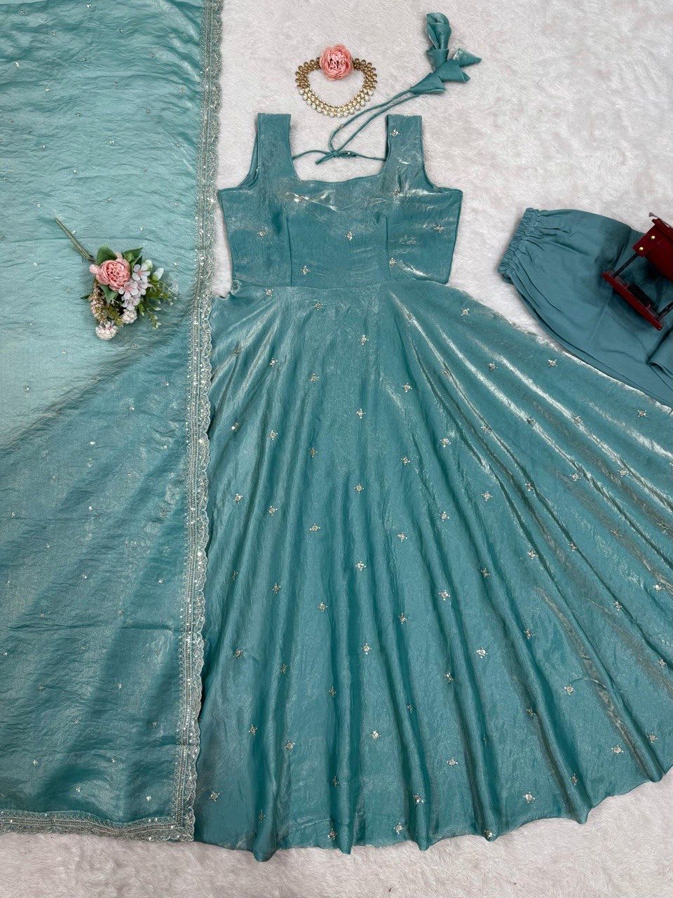 Fandy Silk Gown Set with Sequins Work – 5000 Series Premium Collection - View 6