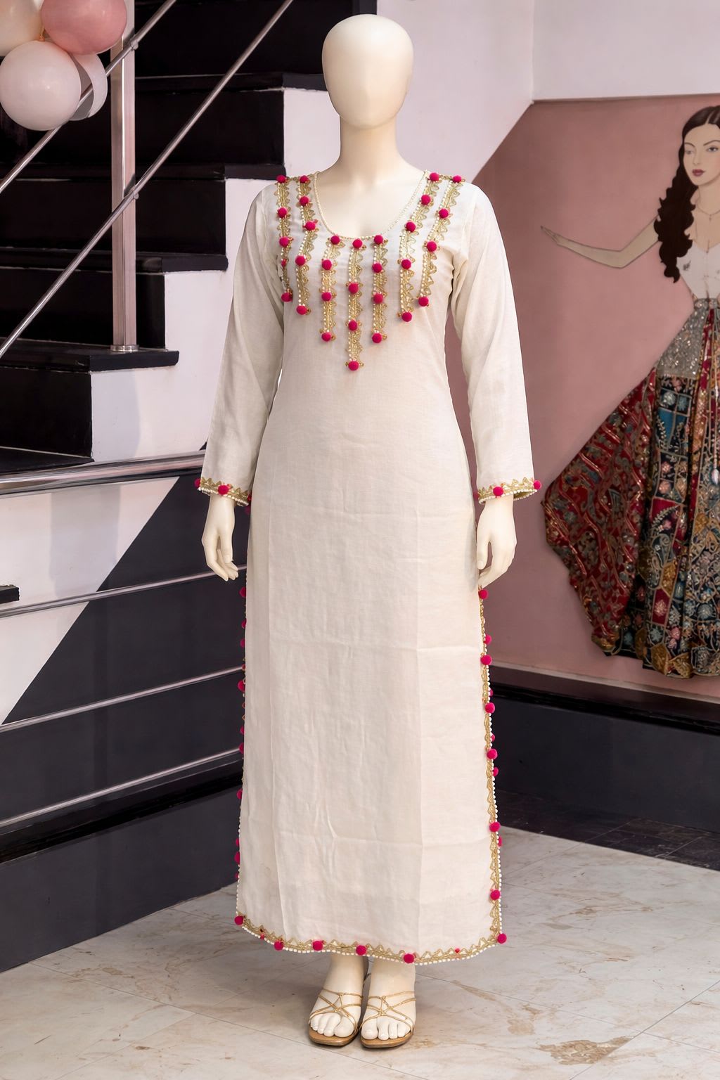 Designer Chanderi 2-Piece Suit by Kalikar – Mirror & Lace Work Collection - Heavy Chanderi Saree Online India - Buy at ₹1799 - Image 1