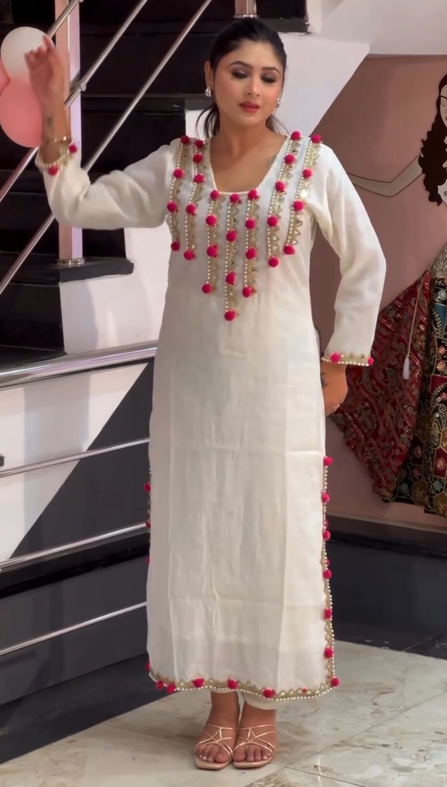 Designer Chanderi 2-Piece Suit by Kalikar – Mirror & Lace Work Collection - View 3