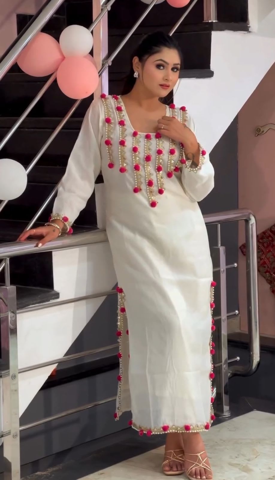 Designer Chanderi 2-Piece Suit by Kalikar – Mirror & Lace Work Collection - View 5