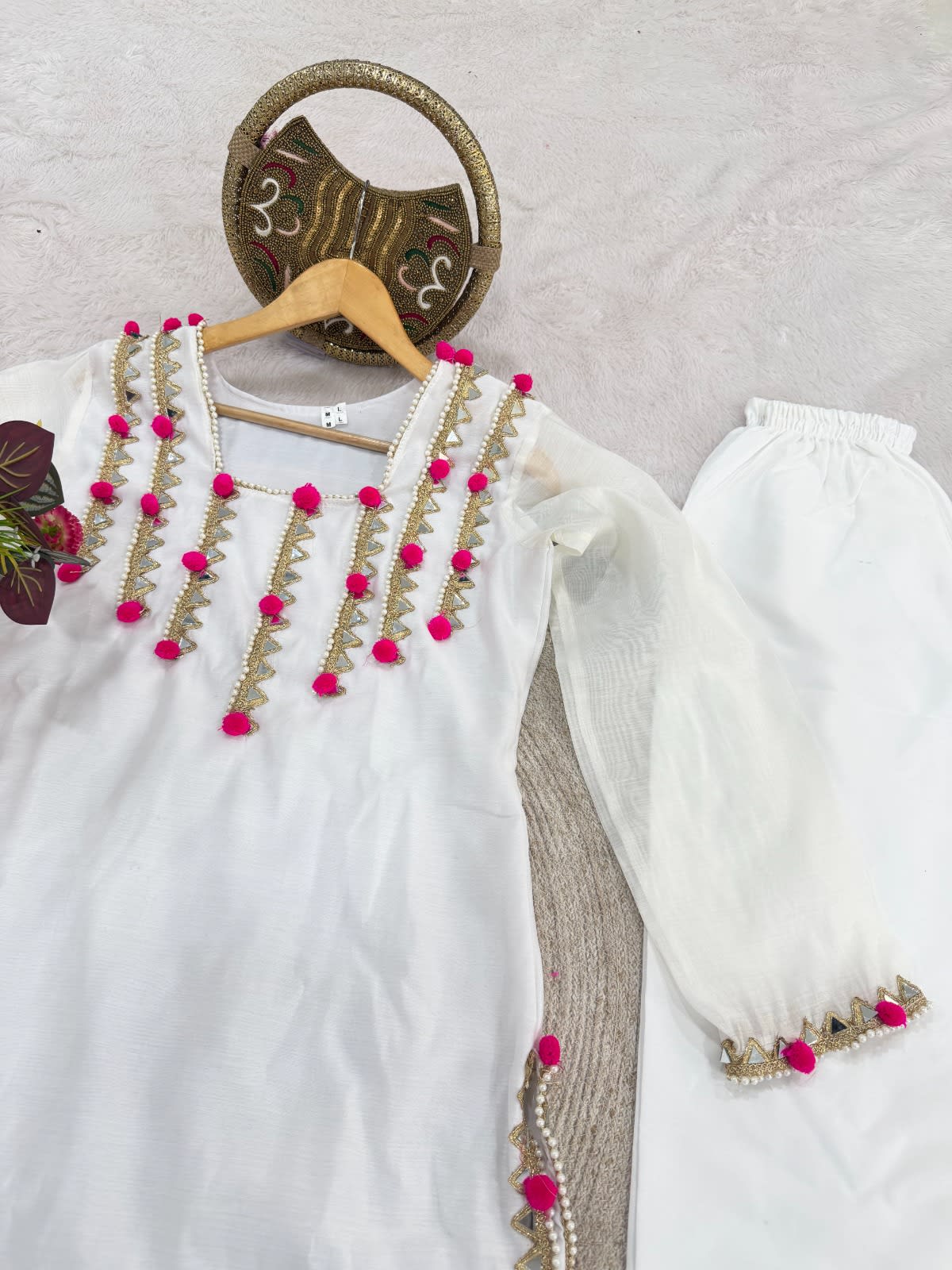 Designer Chanderi 2-Piece Suit by Kalikar – Mirror & Lace Work Collection - View 4