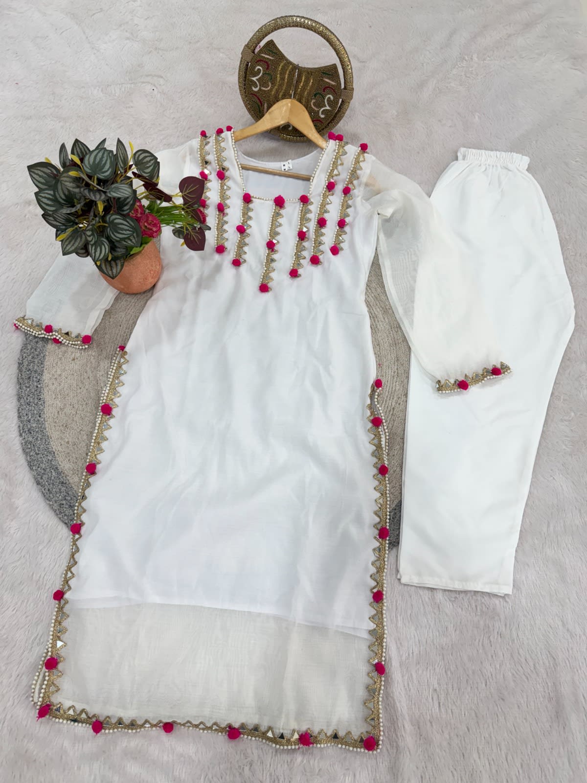 Designer Chanderi 2-Piece Suit by Kalikar – Mirror & Lace Work Collection - View 2