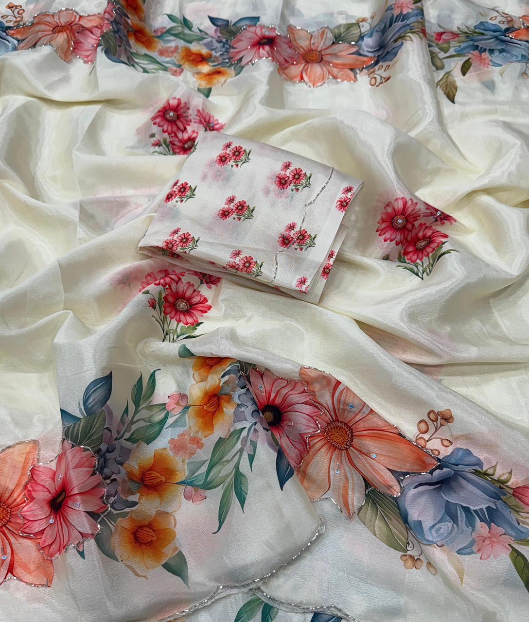 Pure Chinon Silk Saree with Heavy Khatli Work – Designer Collection - View 3