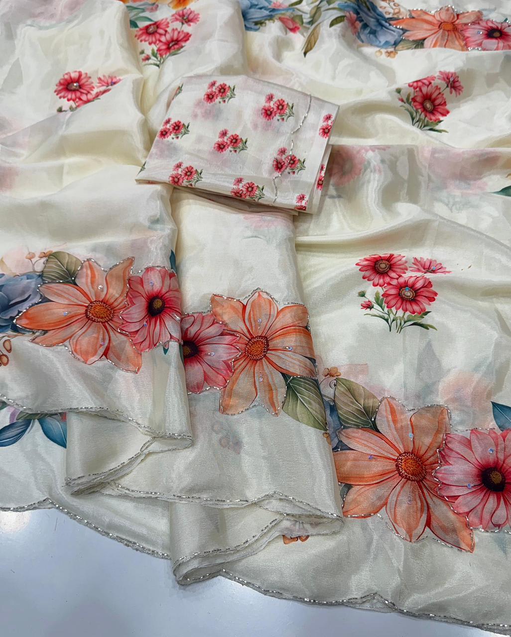 Pure Chinon Silk Saree with Heavy Khatli Work – Designer Collection - View 2