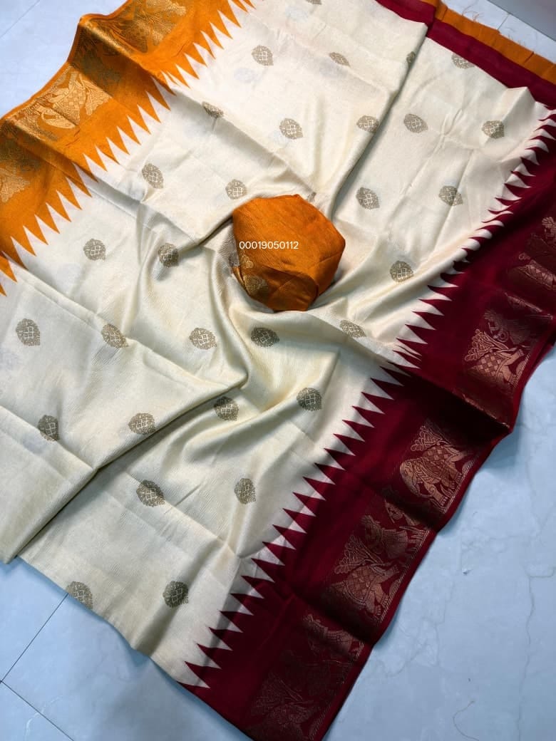 Pure Dola Silk Crepe Crush Saree with Floral Design - View 2