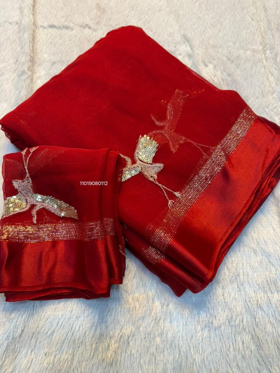 Soft Crunchy Silk Saree with Sequins & Thread Embroidery - View 2