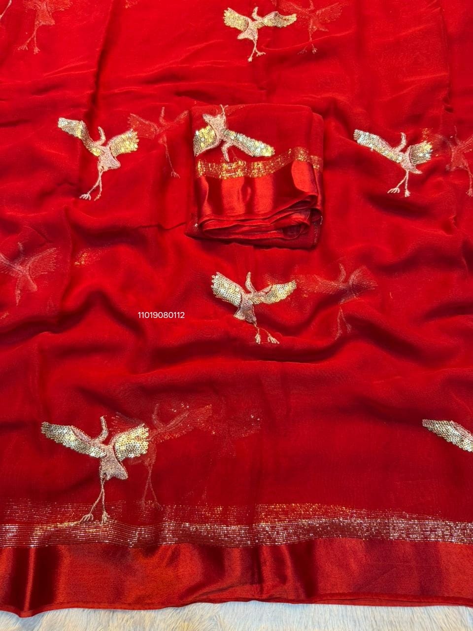 Soft Crunchy Silk Saree with Sequins & Thread Embroidery - View 3