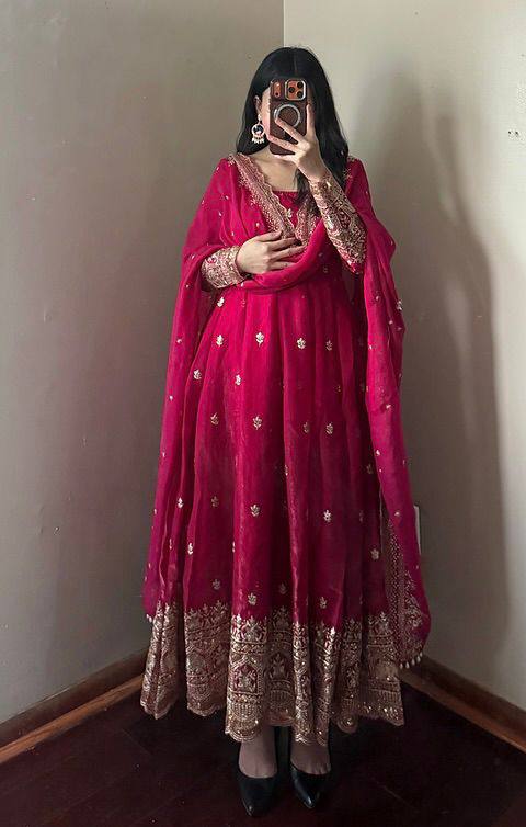 Designer Fendi Satin Gown Set with Sequins Work – 3 Piece Collection - View 3