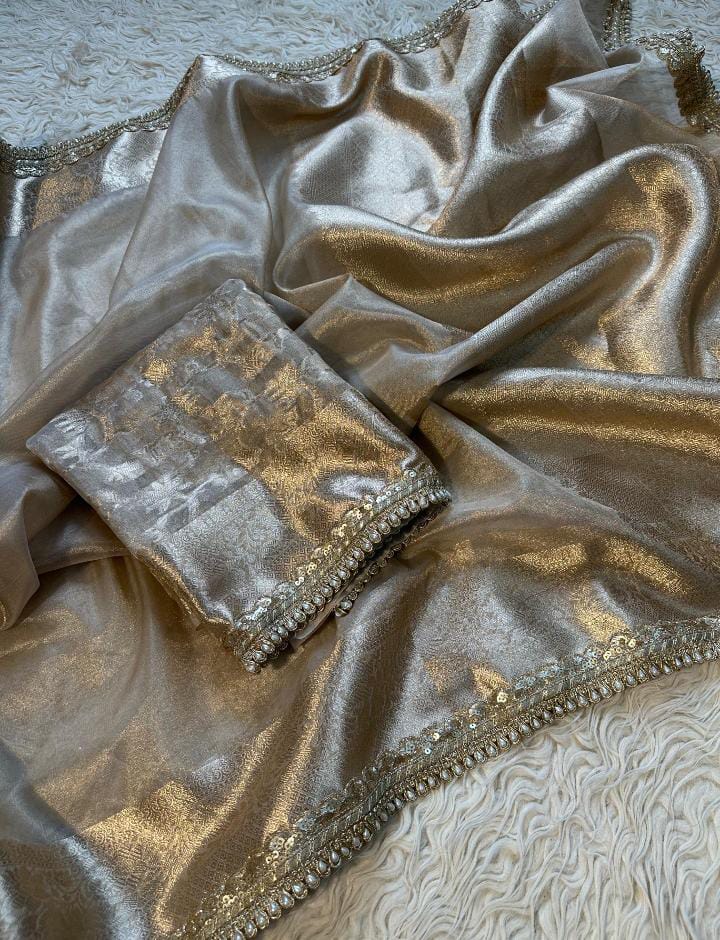 Celebrity Inspired Banarasi Glass Tissue Silk Saree – Luxury Collection - View 2