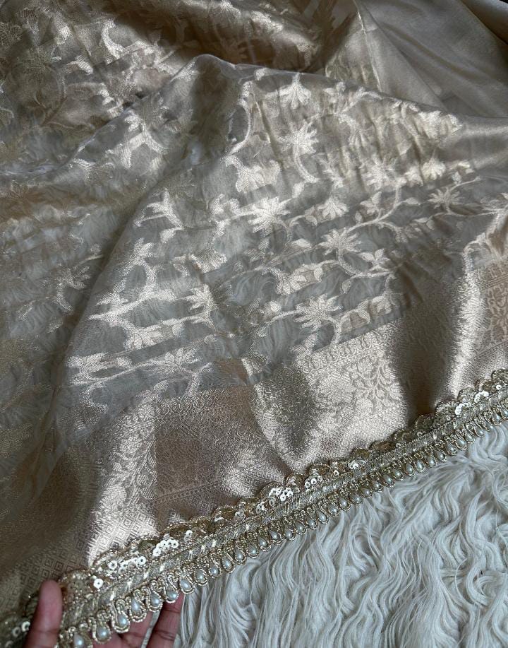 Celebrity Inspired Banarasi Glass Tissue Silk Saree – Luxury Collection - View 3