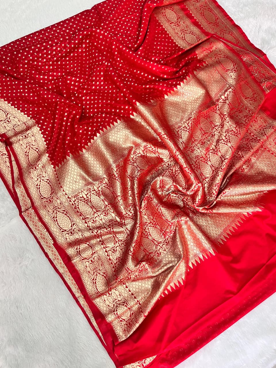 Banarasi Semi Kataan Silk Saree with Buti Weave – Classic Royal Collection - View 2