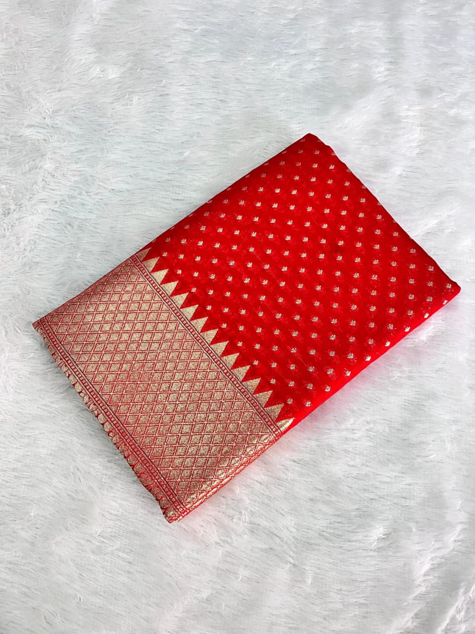 Banarasi Semi Kataan Silk Saree with Buti Weave – Classic Royal Collection - View 3