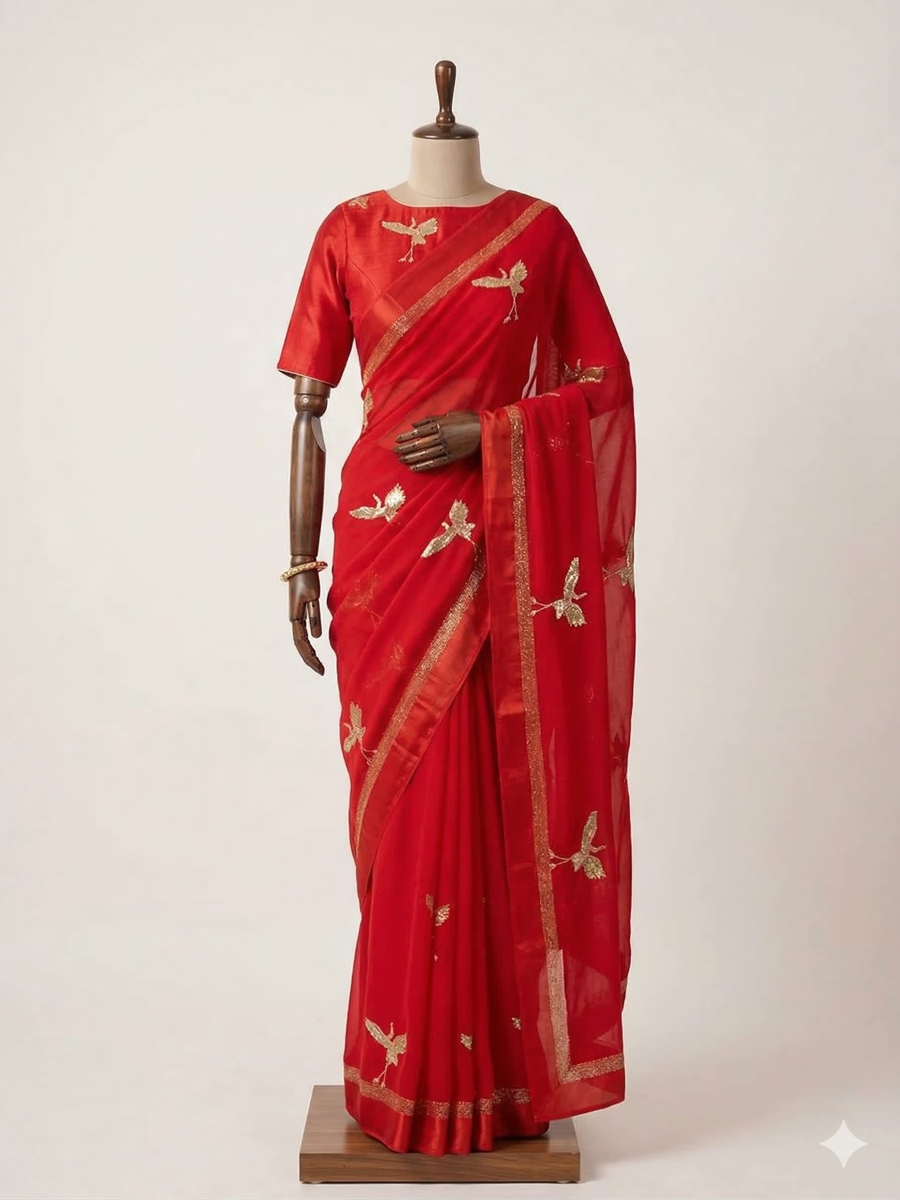Soft Crunchy Silk Saree with Sequins & Thread Embroidery - Soft Crunchy Silk Saree Online India - Buy at ₹1550 - Image 1