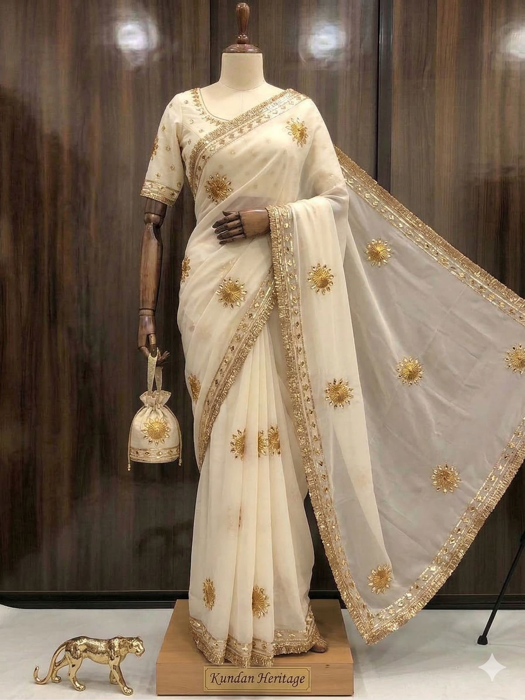 30x30 Georgette Saree with Gota Border – Special Collection - Georgette Saree Online India - Buy at ₹1400 - Image 1