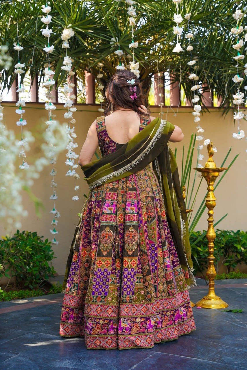 Digital Printed Jimmy Organza Silk Anarkali Gown with Dupatta - View 4