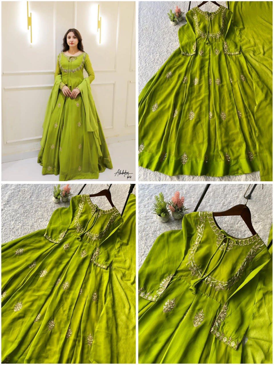 Exclusive 2-Piece Designer Gown with Dupatta - Sequence Embroidery Work - georgette Saree Online India - Buy at ₹1799 - Image 1