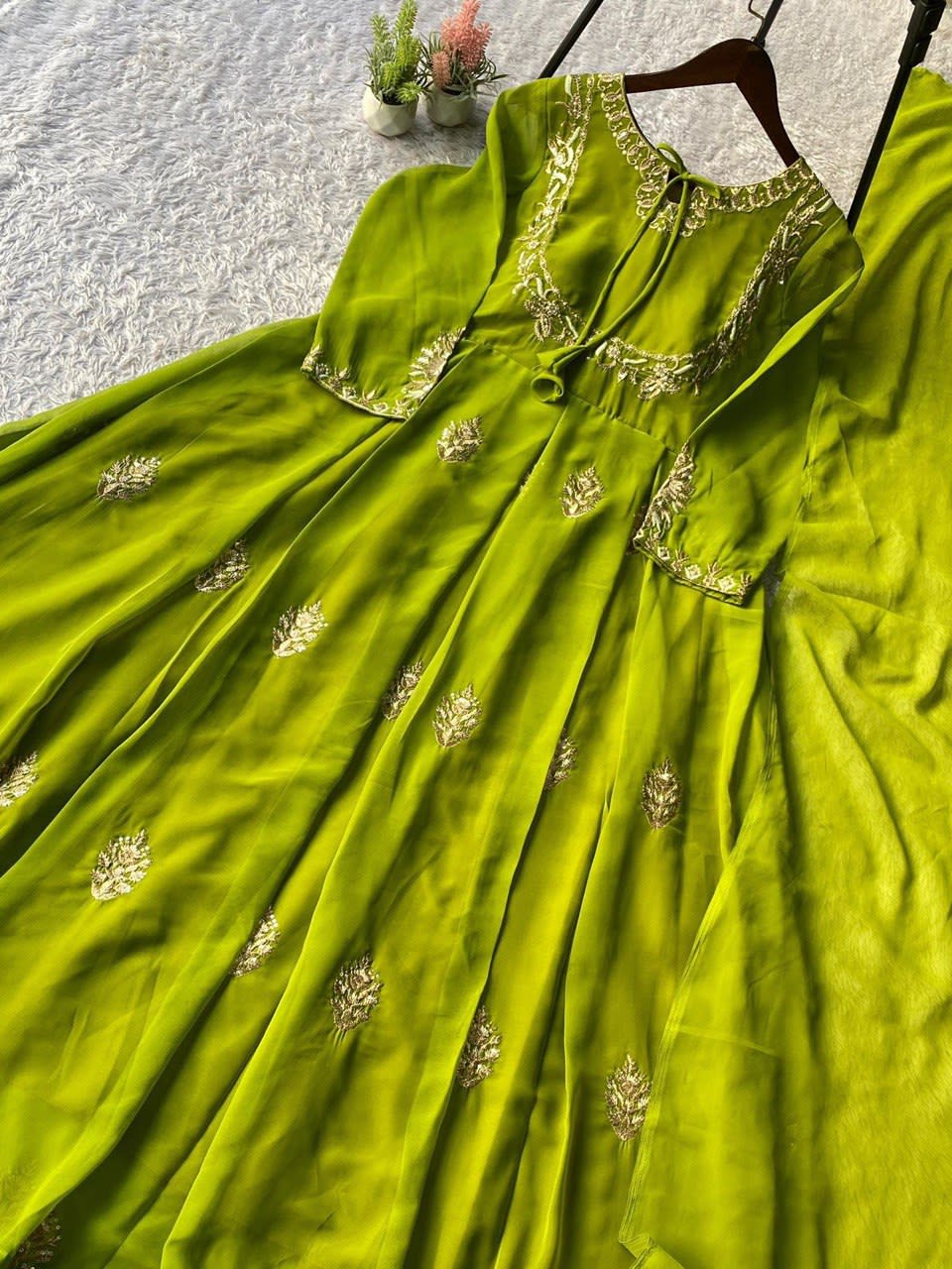 Exclusive 2-Piece Designer Gown with Dupatta - Sequence Embroidery Work - View 4