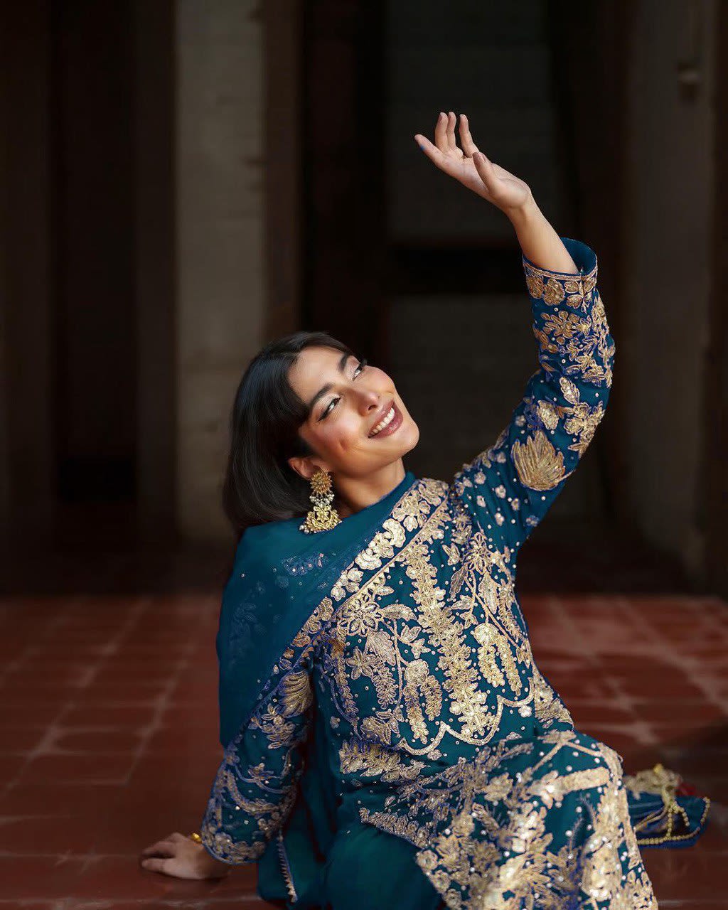 Elegant Embroidered Sequence Designer Suit - Three Piece Set - View 4