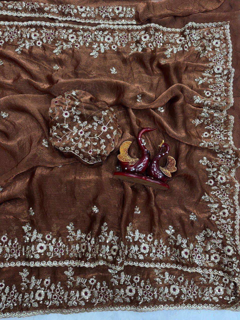 A Fandy Chiffon Sequins Embroidered Saree - View 2