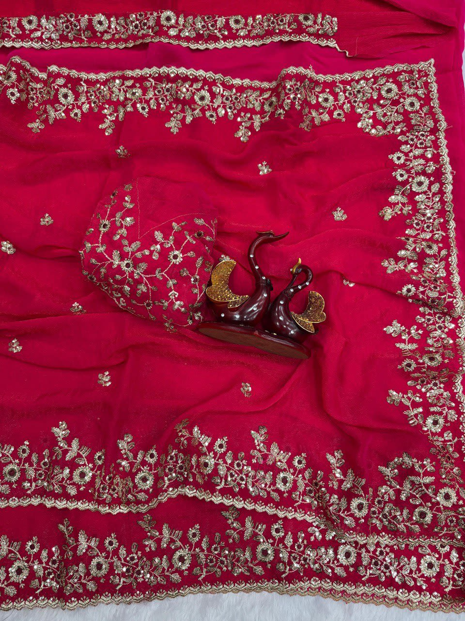 A Fandy Chiffon Sequins Embroidered Saree - View 5